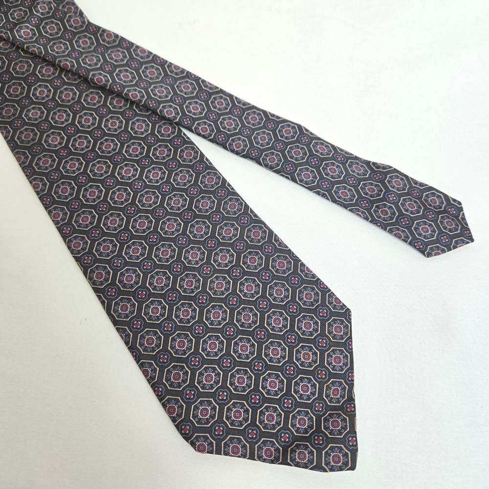 Don Loper Beverly Hills 100% Silk Medallion Foulard Neck Tie Vintage 55"L 3.5"W